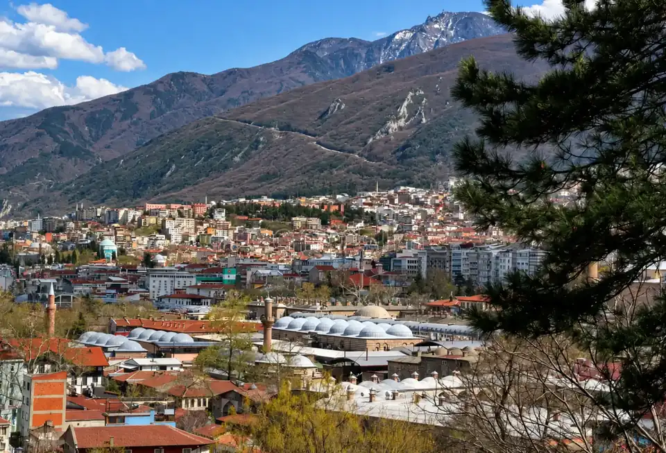 Panoramic view of Bursa and the mountain beyond