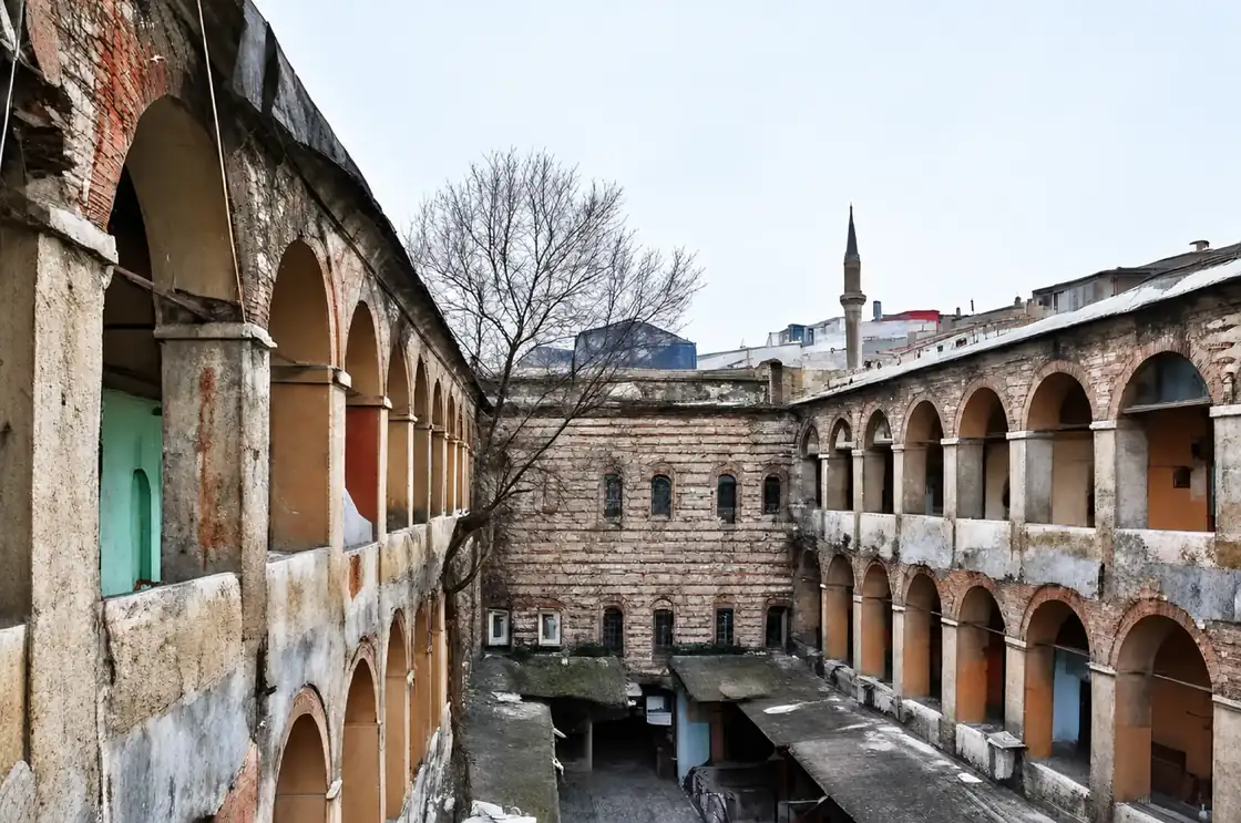 Courtyard of a historic han in Bursa
